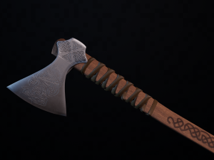 viking battle axe mammen game ready model 3D Model