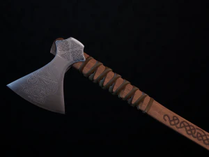 Modelo pronto para jogo de machado de batalha viking mammen Modelo 3D
