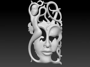 maschera ragazza donna per cnc modello aperto Modello di stampa 3D