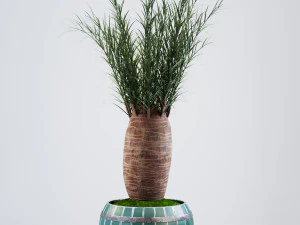 vase en métal peint pour palmier Modèle 3D