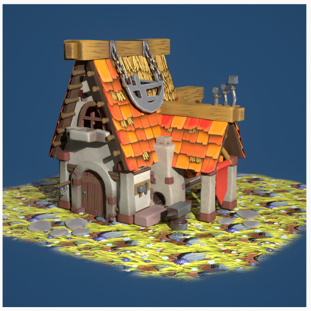 stylized blacksmith workshop 3D 模型 .c4d .max .obj .3ds .fbx .stl .blend 