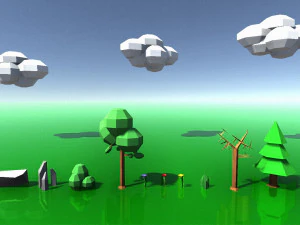 pack de v&eacute;g&eacute;tation lowpoly plusieurs saisons Modèle 3D