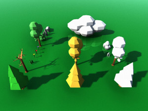 lowpoly vegetation pack multiple seasons Model 3D