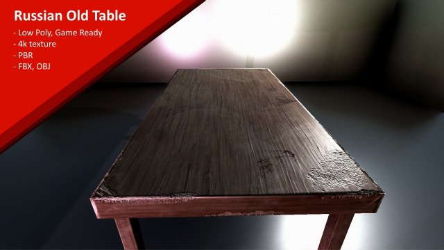 russian old table 3D 模型 .c4d .max .obj .3ds .fbx .stl .blend 