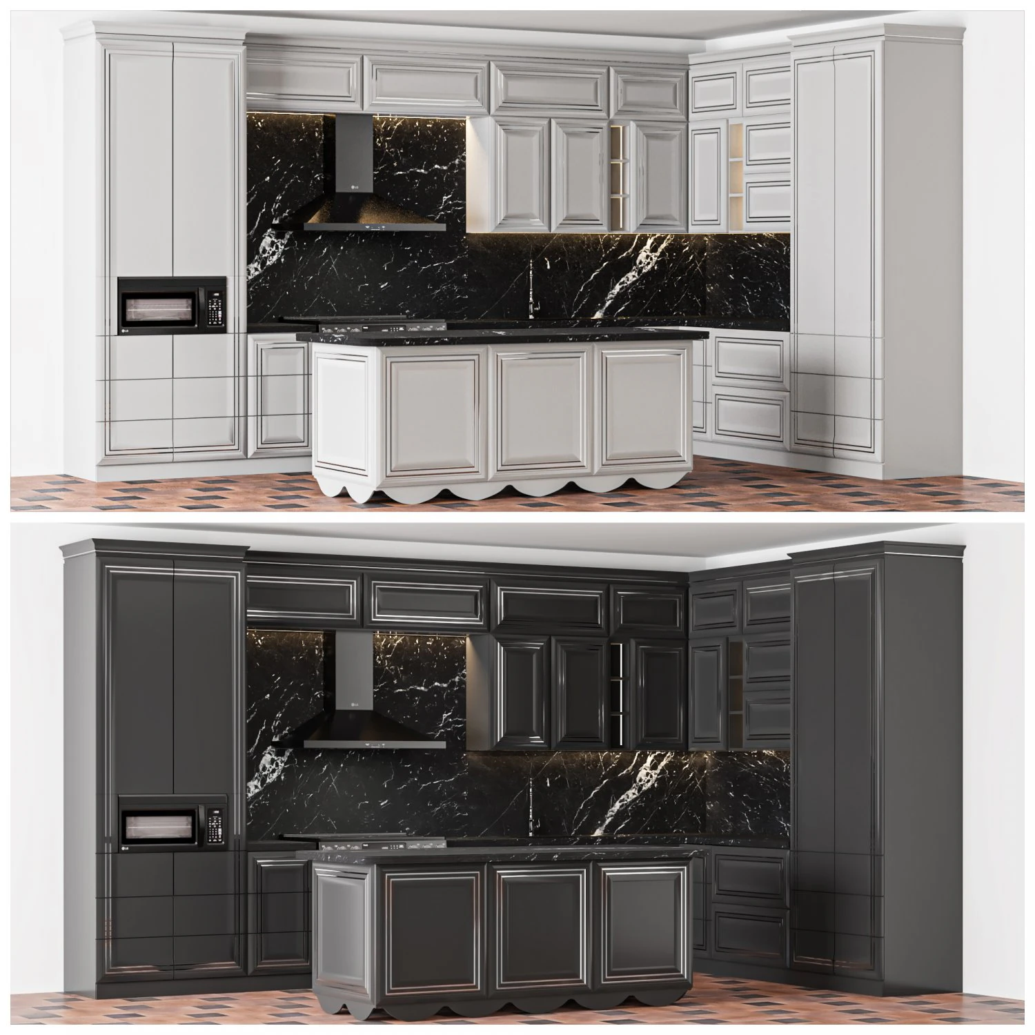 kitchen modern 3D Model .c4d .max .obj .3ds .fbx .stl .blend 