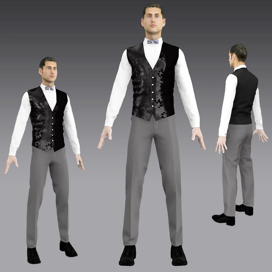 handsome young man-hand some dress slim dress vest pants tie 3D Model .c4d .max .obj .3ds .fbx .stl .blend 