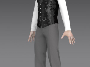 handsome young man-hand some dress slim dress vest pants tie 3D 模型