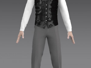 handsome young man-hand some dress slim dress vest pants tie 3D 模型
