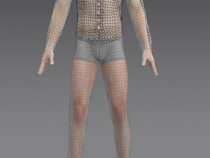handsome young man-hand some dress slim dress vest pants tie 3D 模型