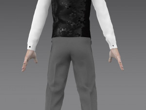 handsome young man-hand some dress slim dress vest pants tie 3D 模型