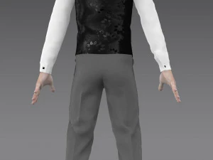 handsome young man-hand some dress slim dress vest pants tie 3D Model