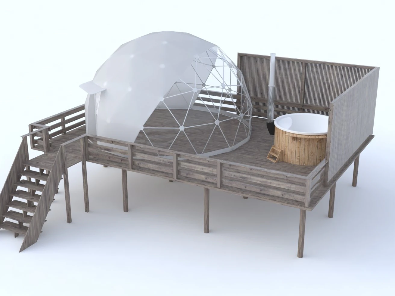 geosphere with playground swimming pool 3D Model .c4d .max .obj .3ds .fbx .stl .blend 