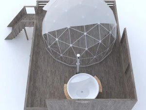 geosphere with playground swimming pool 3D Model