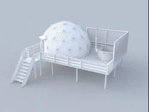 geosphere with playground swimming pool 3D Model