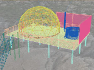 geosphere with playground swimming pool 3D Model