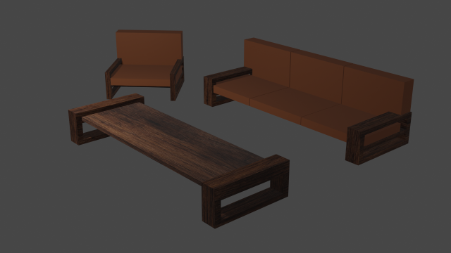 big armchair armchair and table 3Dモデル .c4d .max .obj .3ds .fbx .stl .blend 