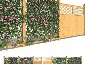 fence - mandevilla sanderi with flowers 3D मॉडल