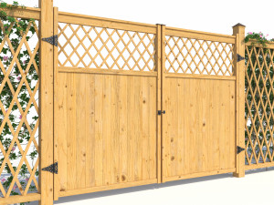 fence - mandevilla sanderi with flowers Modèle 3D