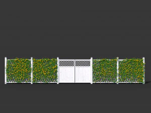 fence - mandevilla sanderi with yellow flowers 3D Model