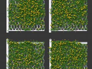 fence - mandevilla sanderi with yellow flowers 3D Model