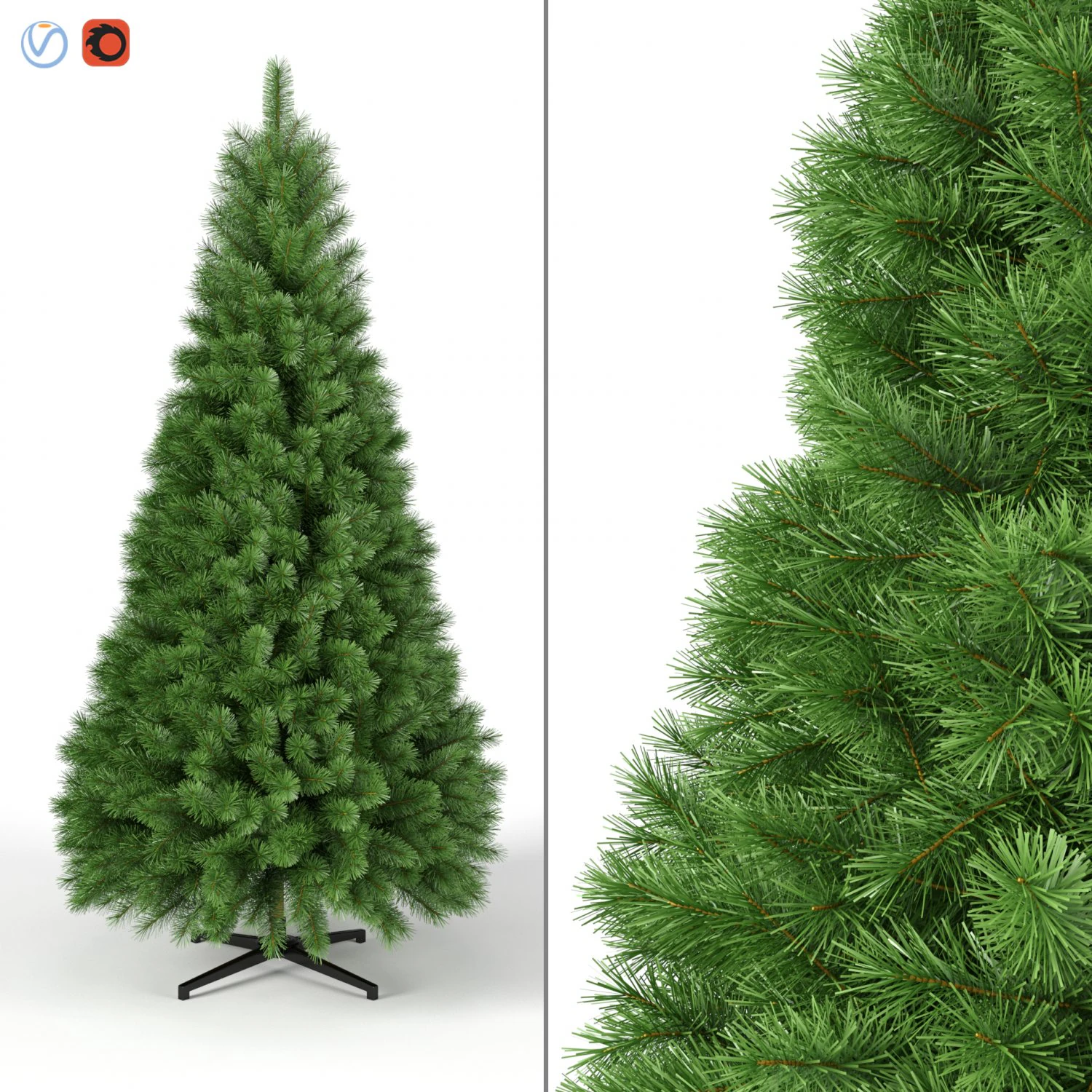 christmas tree 9 feet 3D Model .c4d .max .obj .3ds .fbx .stl .blend
