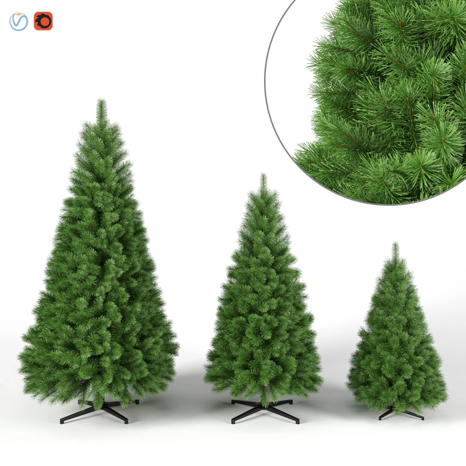 christmas tree set 1 3D Model .c4d .max .obj .3ds .fbx .stl .blend