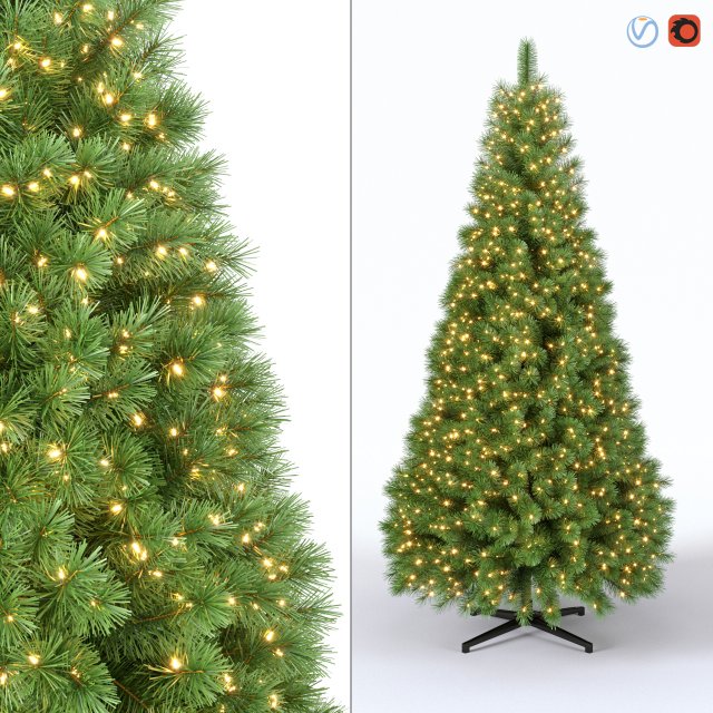 christmas tree 9 feet with lights 3Dモデル .c4d .max .obj .3ds .fbx .stl .blend 