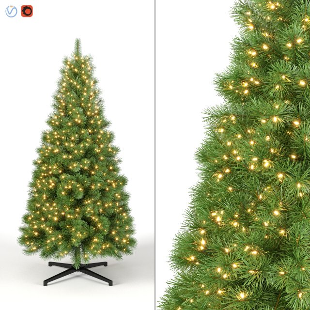 christmas tree 7 feet with lights Model 3D .c4d .max .obj .3ds .fbx .stl .blend 