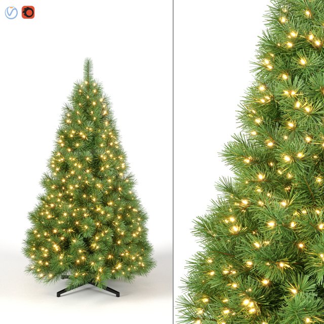 christmas tree 5 feet with lights Model 3D .c4d .max .obj .3ds .fbx .stl .blend 