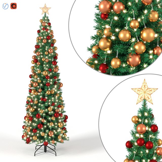 christmas tree 6 feet with balls and lights Modelo 3D .c4d .max .obj .3ds .fbx .stl .blend 