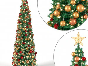 christmas tree 6 feet with balls and lights 3D Model