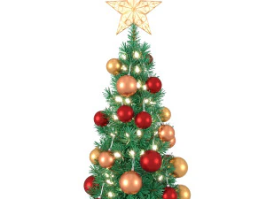 albero di natale 6 piedi con palline e luci Modello 3D