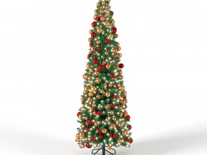 albero di natale 6 piedi con palline e luci Modello 3D