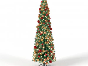 albero di natale 6 piedi con palline e luci Modello 3D