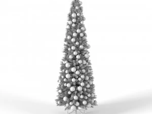 albero di natale 6 piedi con palline e luci Modello 3D