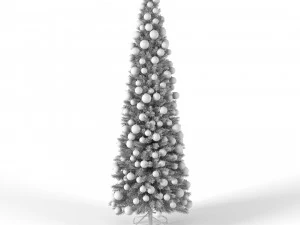 albero di natale 6 piedi con palline e luci Modello 3D