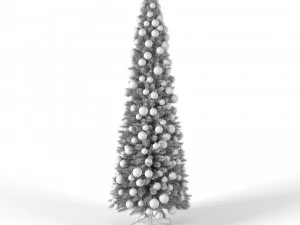 albero di natale 6 piedi con palline e luci Modello 3D