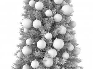 albero di natale 6 piedi con palline e luci Modello 3D