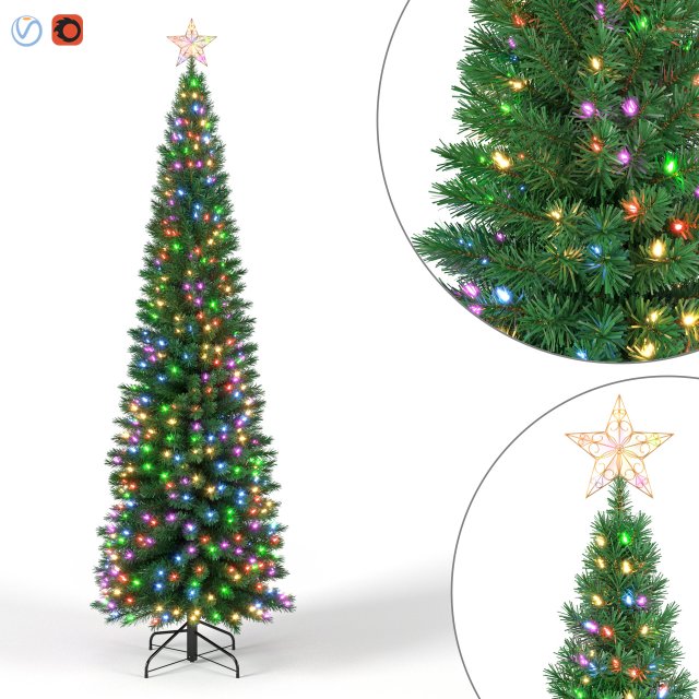 christmas tree 6 feet with multicolor lights Model 3D .c4d .max .obj .3ds .fbx .stl .blend 
