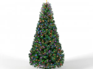 christmas tree 9 feet with multicolor lights 3D Model