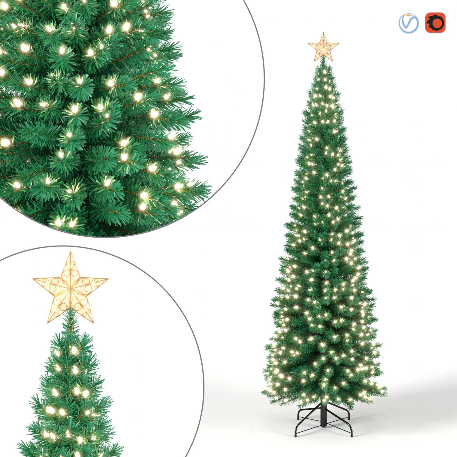 christmas tree 6 feet with lights 3D Model .c4d .max .obj .3ds .fbx .stl .blend