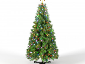 christmas tree 7 feet with multicolor lights Model 3D
