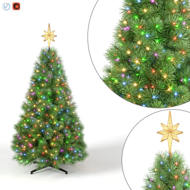 christmas tree 5 feet with multicolor lights Modelo 3D .c4d .max .obj .3ds .fbx .stl .blend 