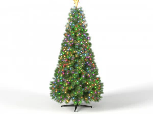 christmas tree with multicolor lights set 1 3D Model
