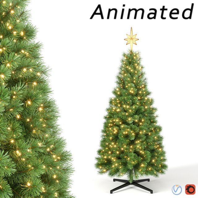 christmas tree with animated lights - 7 feet Model 3D .c4d .max .obj .3ds .fbx .stl .blend