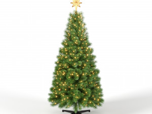 christmas tree with animated lights - 7 feet Model 3D