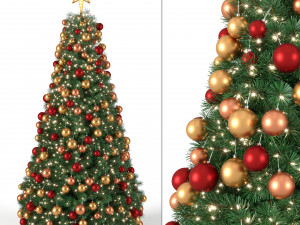christmas tree 9 feet with balls and lights 3D 模型
