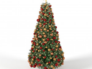 christmas tree 9 feet with balls and lights Modelo 3D