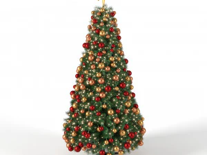 sapin de No&euml;l 9 pieds avec boules et lumi&egrave;res Modèle 3D