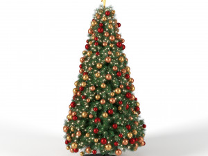 christmas tree 9 feet with balls and lights Modelo 3D